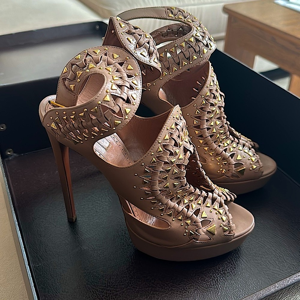 ALAIA Gold Studded Platform Heels Originally $1,995!